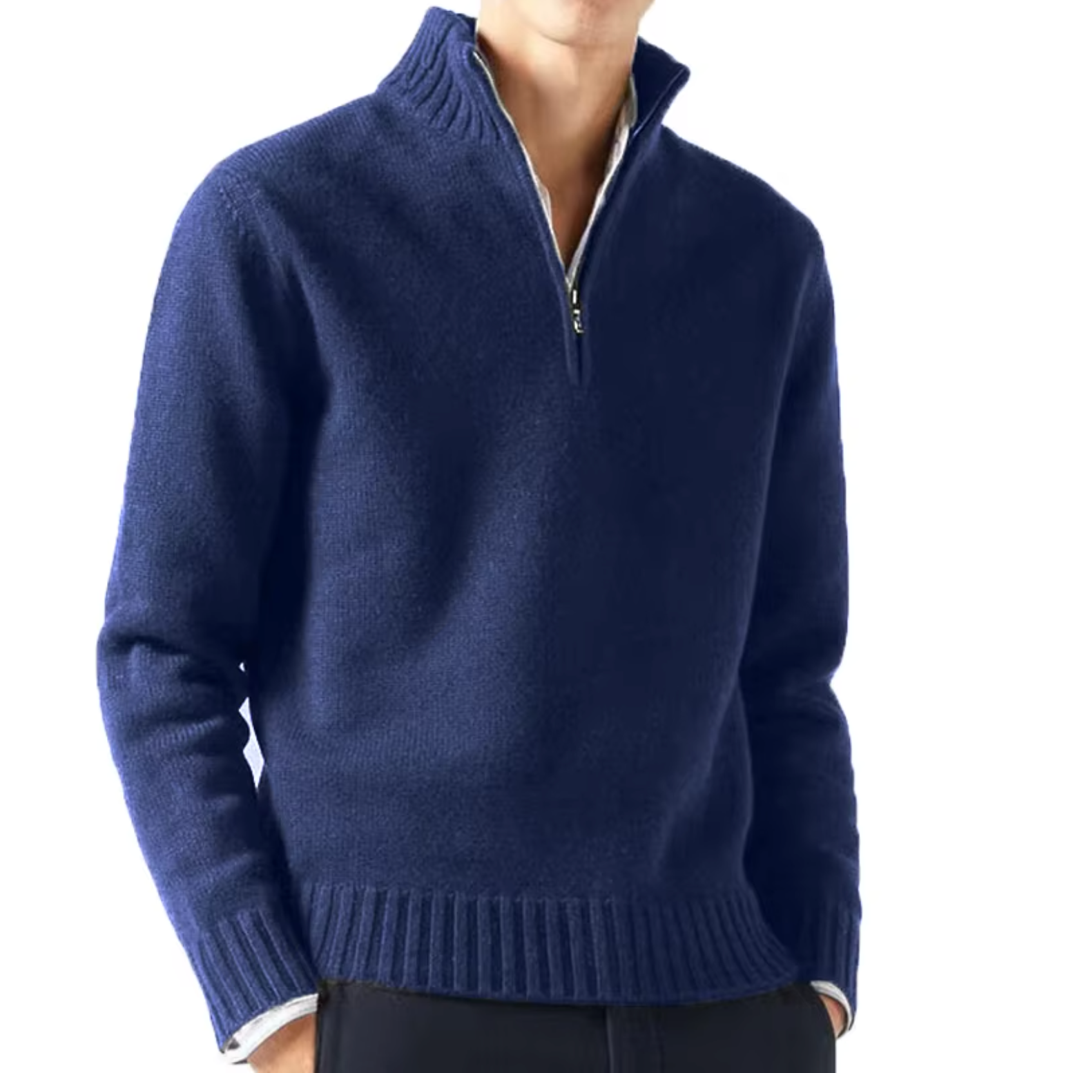 BENNETTVALE MEN’S HIGH COLLAR ZIP KNITTED SWEATER