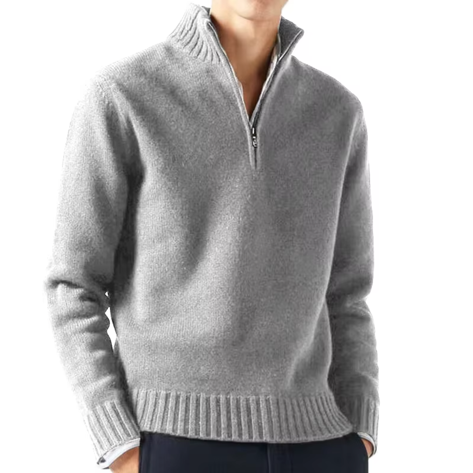 BENNETTVALE MEN’S HIGH COLLAR ZIP KNITTED SWEATER