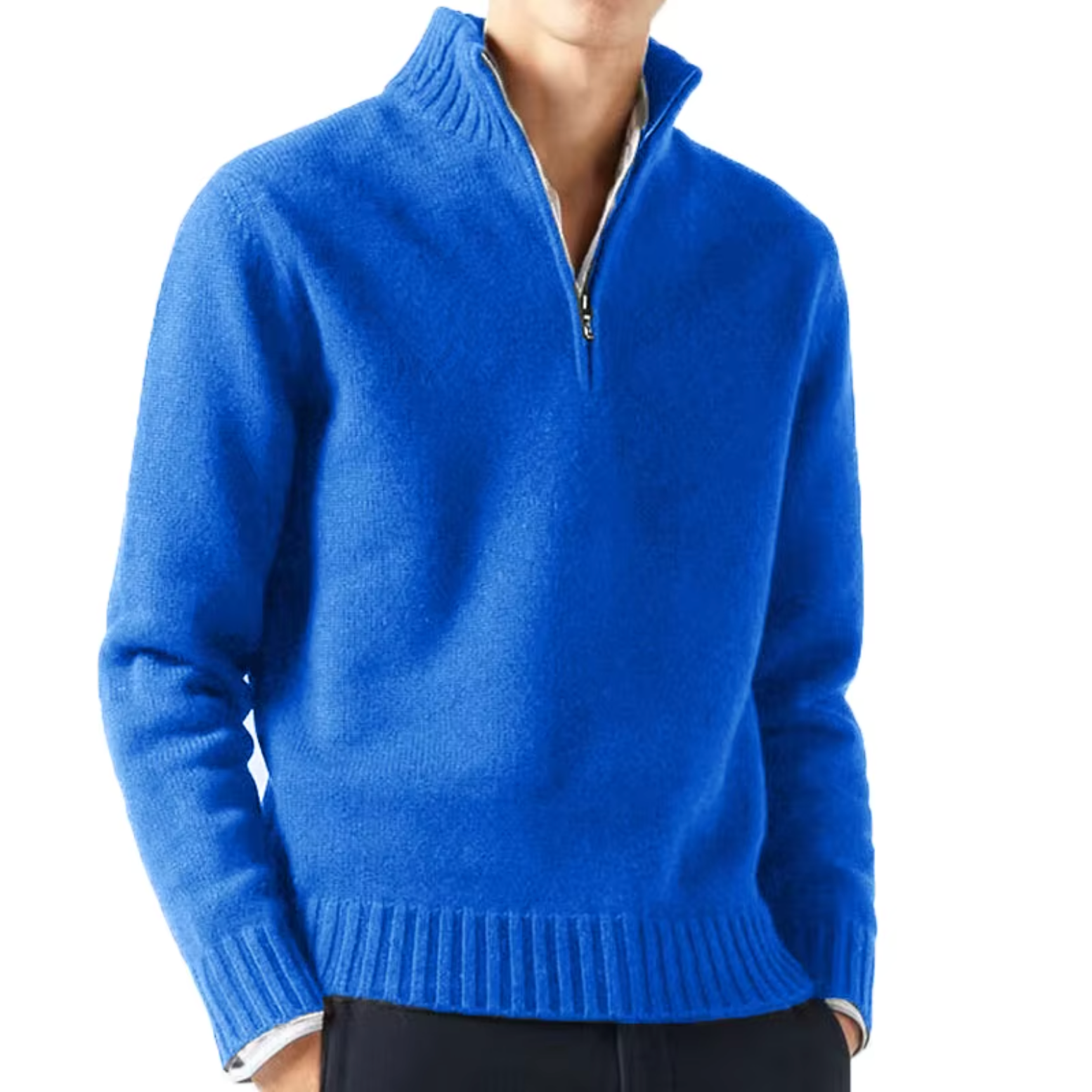BENNETTVALE MEN’S HIGH COLLAR ZIP KNITTED SWEATER