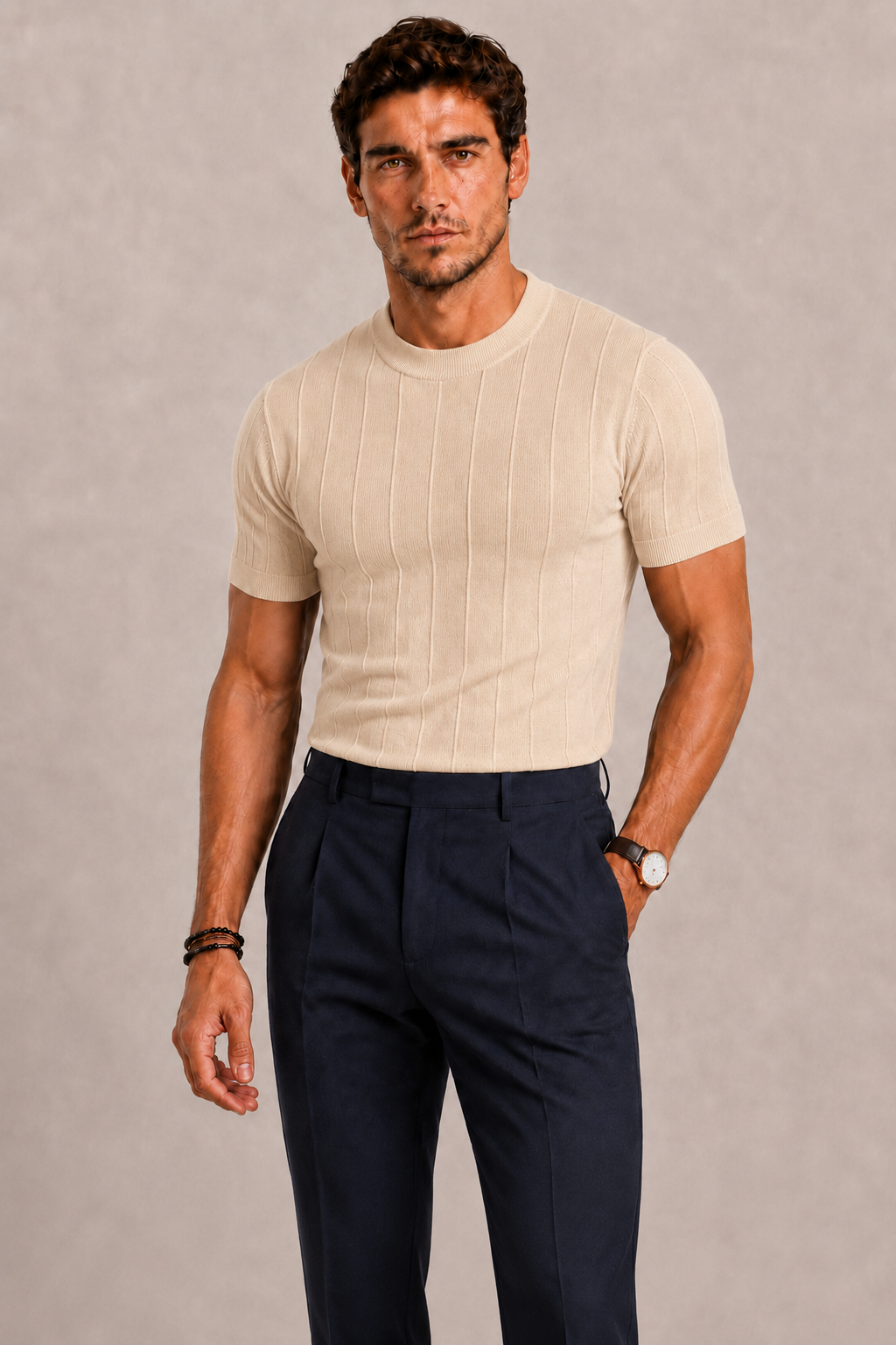BENNETTVALE MEN’S TEXTURED KNIT T-SHIRT