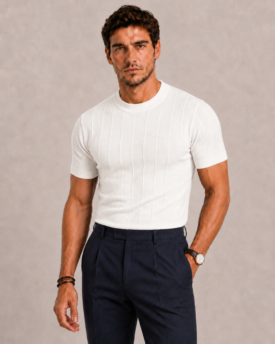 BENNETTVALE MEN’S TEXTURED KNIT T-SHIRT