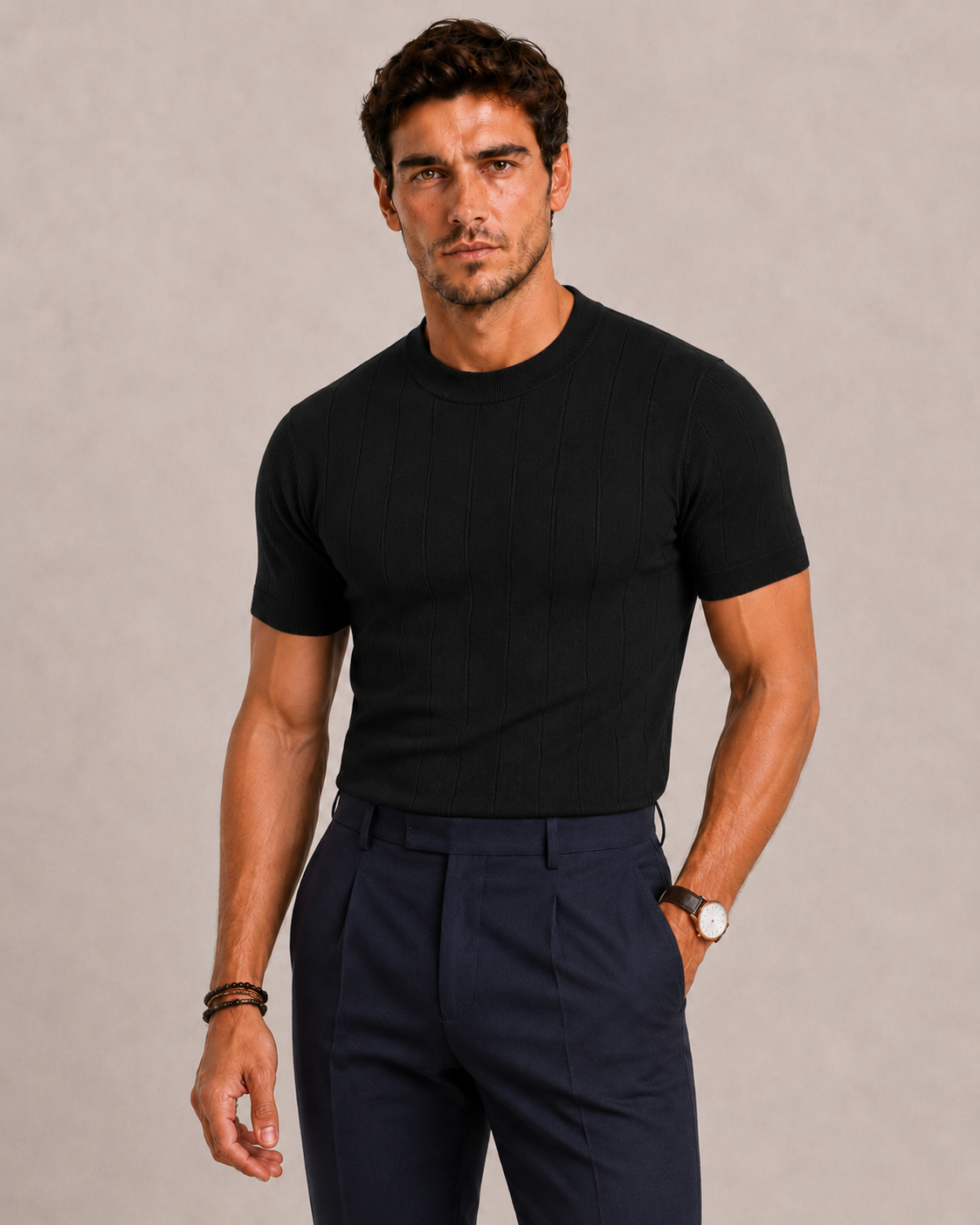 BENNETTVALE MEN’S TEXTURED KNIT T-SHIRT