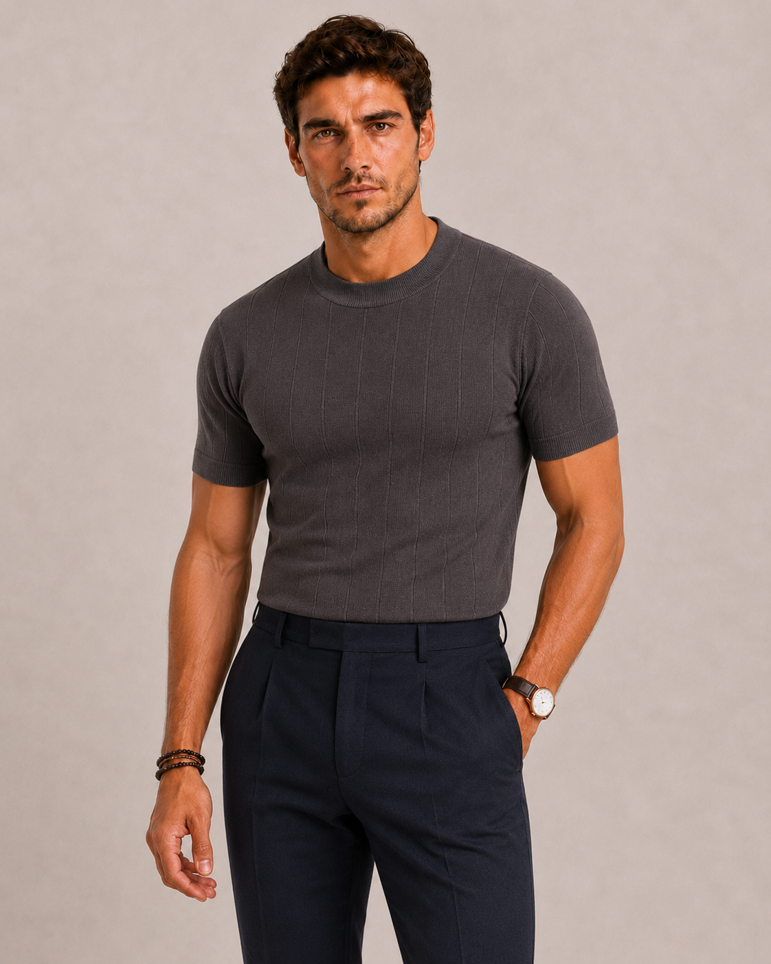 BENNETTVALE MEN’S TEXTURED KNIT T-SHIRT