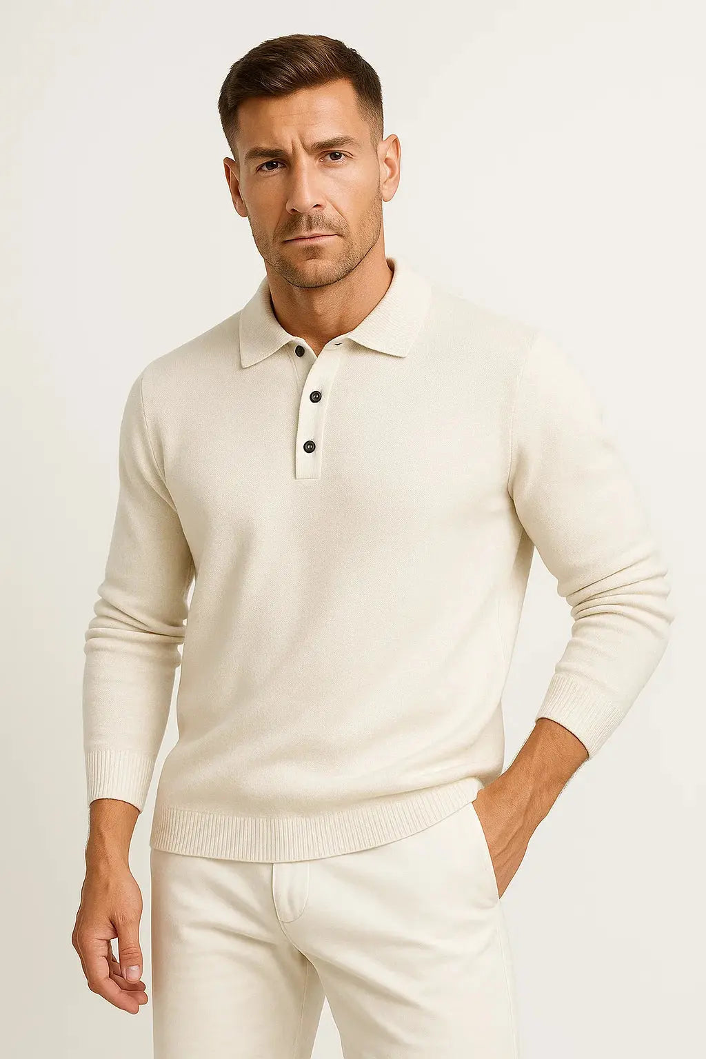 BENNETTVALE MEN’S MERINO POLO KNIT SWEATER