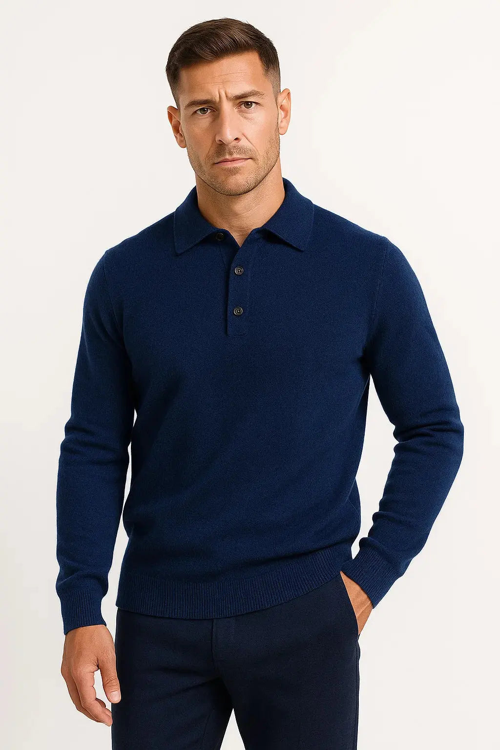BENNETTVALE MEN’S MERINO POLO KNIT SWEATER