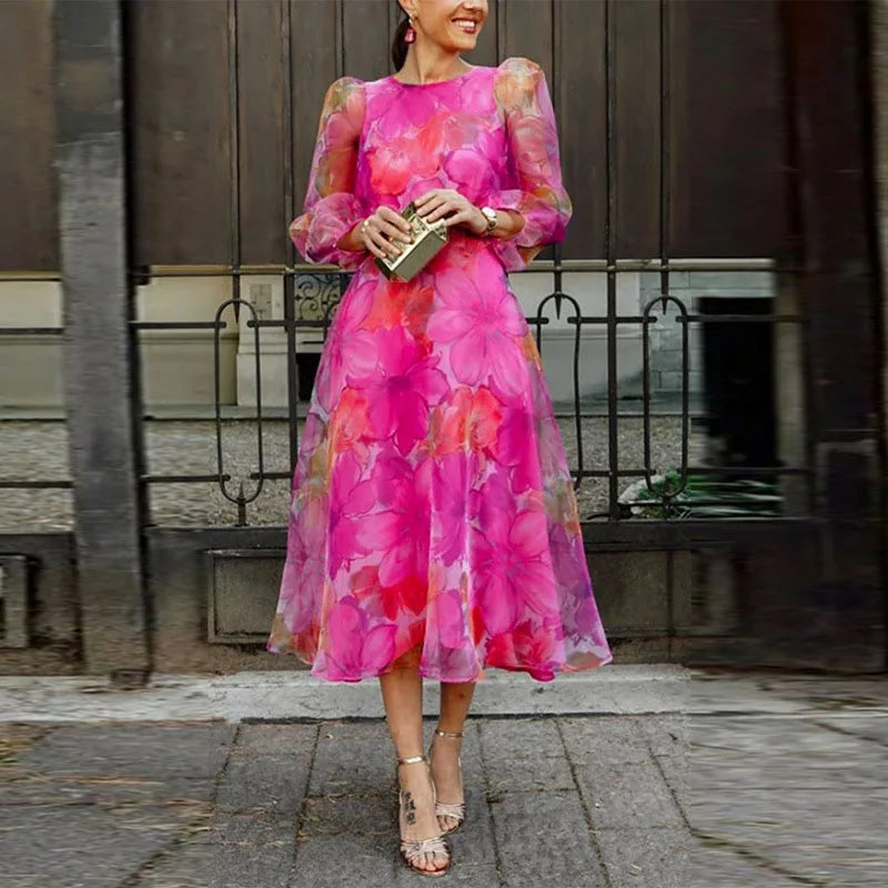 BENNETTVALE WOMEN’S FLORAL CHIFFON MIDI DRESS