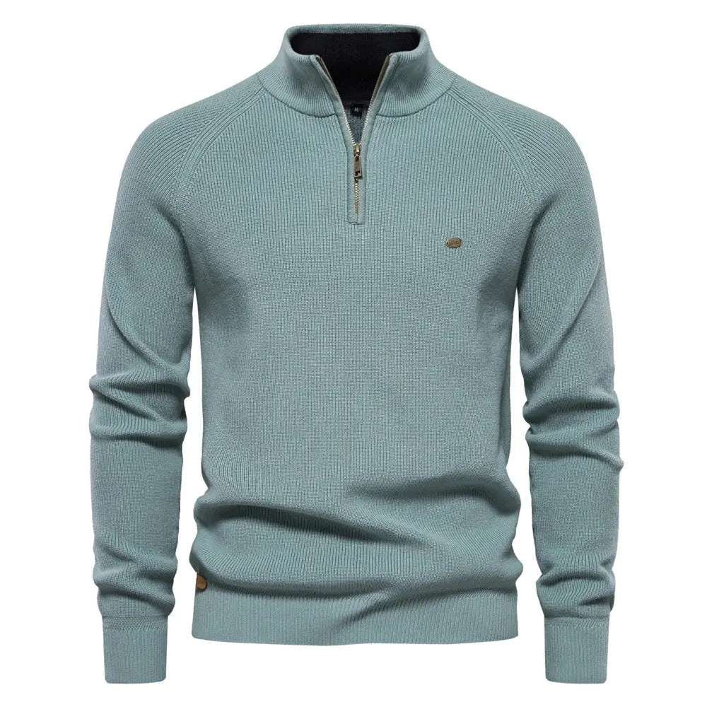 MEN’S HALF-ZIP WOOL-BLEND SWEATER