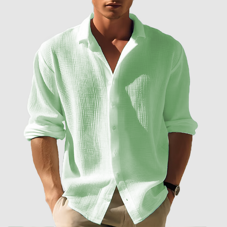 BENNETTVALE MEN’S WAFFLE TEXTURE LONG SLEEVE SHIRT