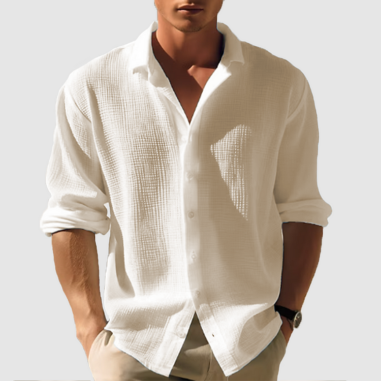 BENNETTVALE MEN’S WAFFLE TEXTURE LONG SLEEVE SHIRT