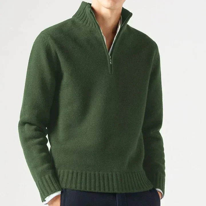 BENNETTVALE MEN’S HIGH COLLAR ZIP KNITTED SWEATER