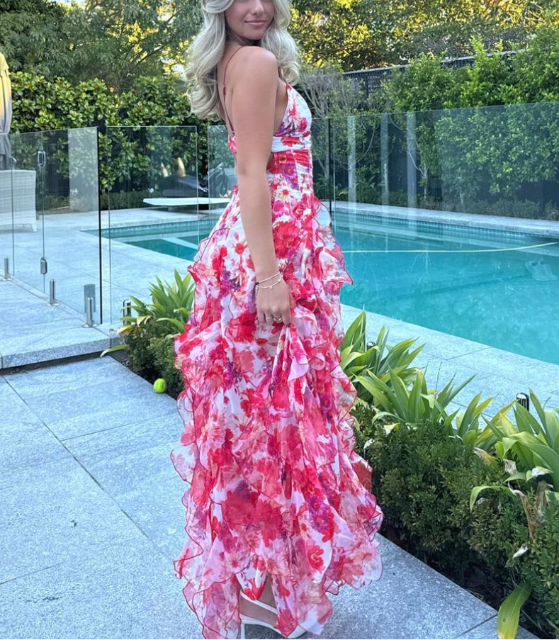BENNETTVALE WOMEN’S PLEATED FLORAL MAXI DRESS