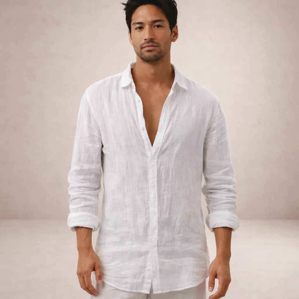 VALE MEN’S LONG SLEEVE LIGHT LINEN SUMMER SHIRT