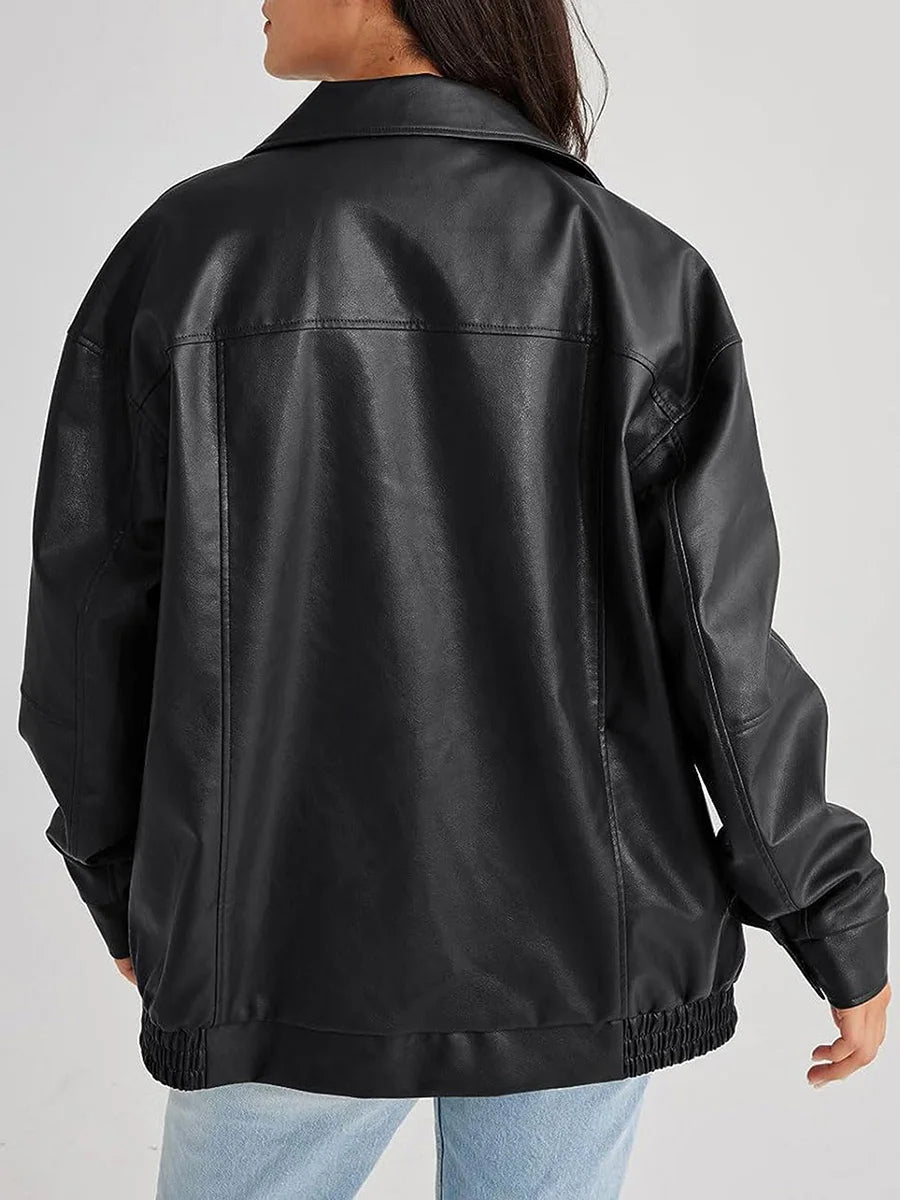 BENNETT WOMEN’S OVERSIZED ZIP BOMBER JACKET
