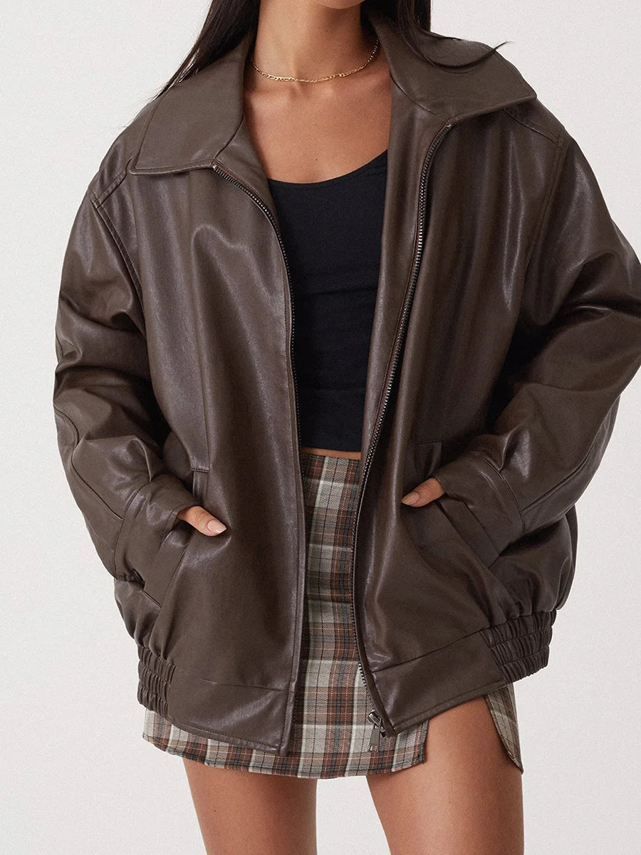 BENNETT WOMEN’S OVERSIZED ZIP BOMBER JACKET