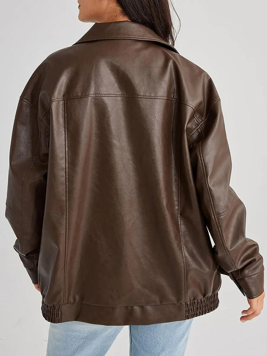 BENNETT WOMEN’S OVERSIZED ZIP BOMBER JACKET
