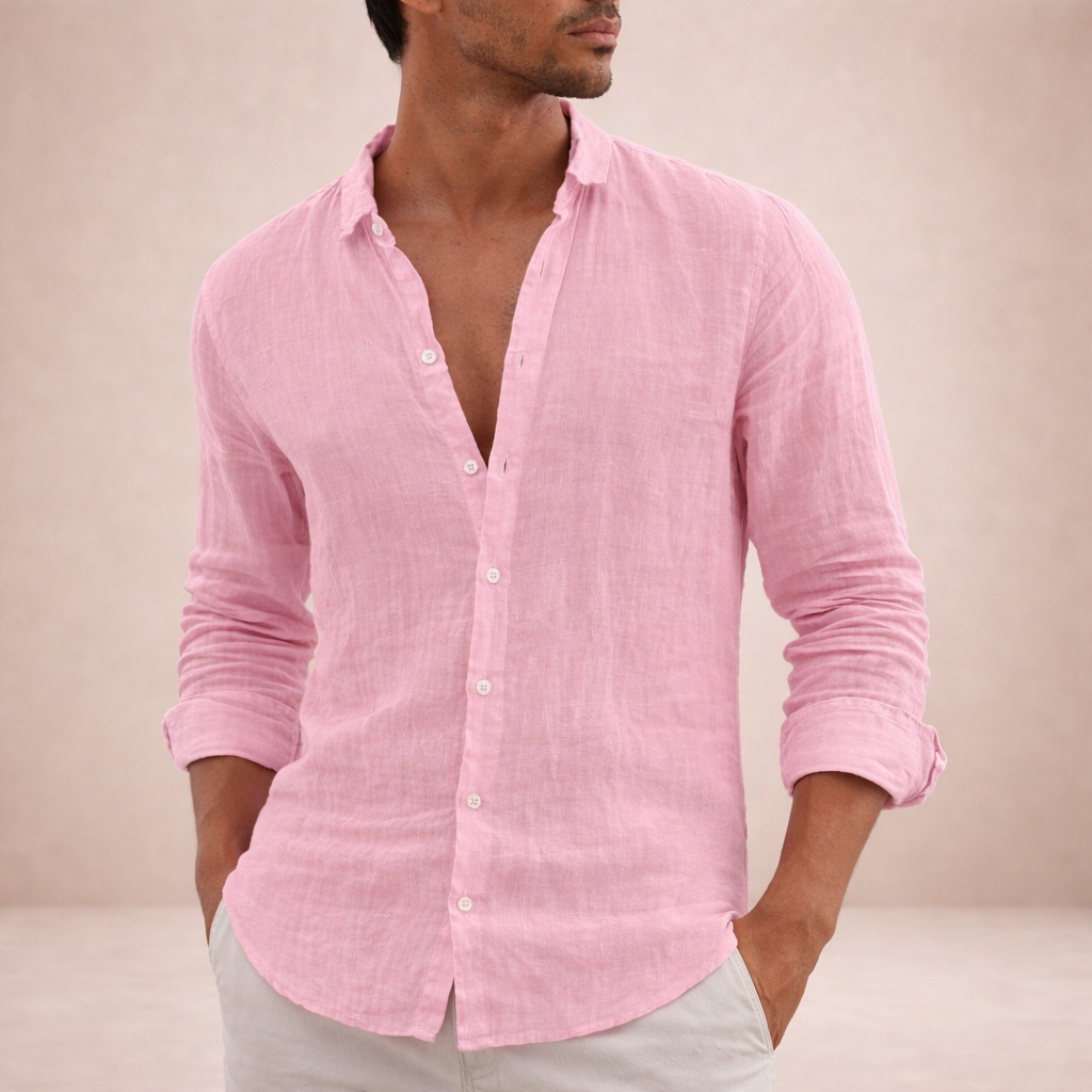 VALE MEN’S LONG SLEEVE LIGHT LINEN SUMMER SHIRT