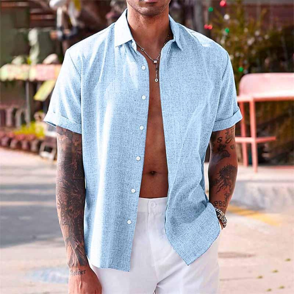 BENNETTVALE MEN’S SHORT SLEEVE LINEN SUMMER SHIRT