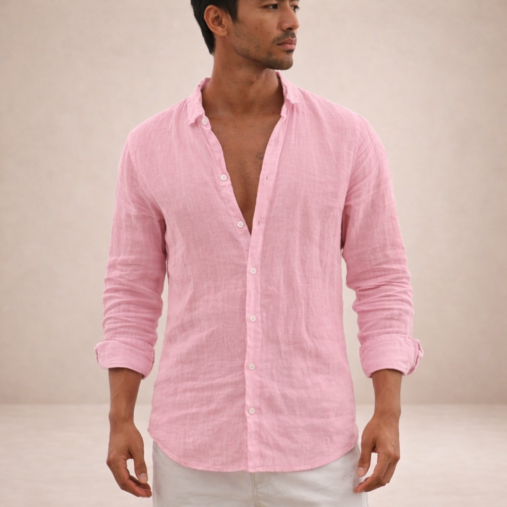 VALE MEN’S LONG SLEEVE LIGHT LINEN SUMMER SHIRT