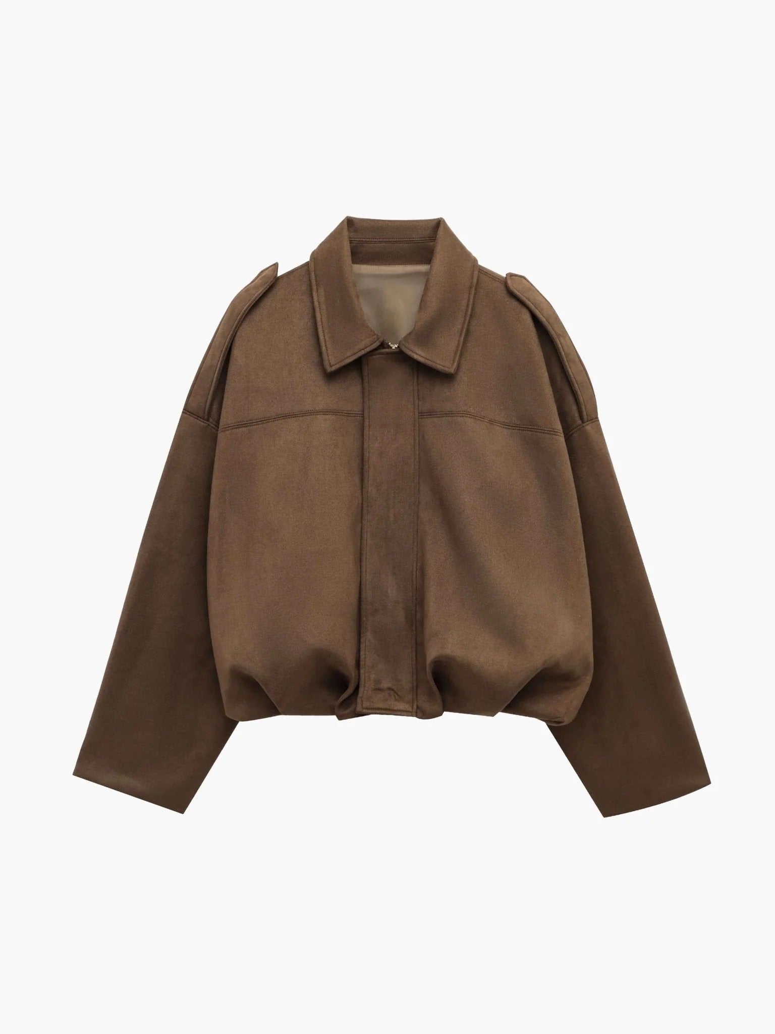 BENNETTVALE WOMEN’S FAUX SUEDE COLLAR BOMBER JACKET