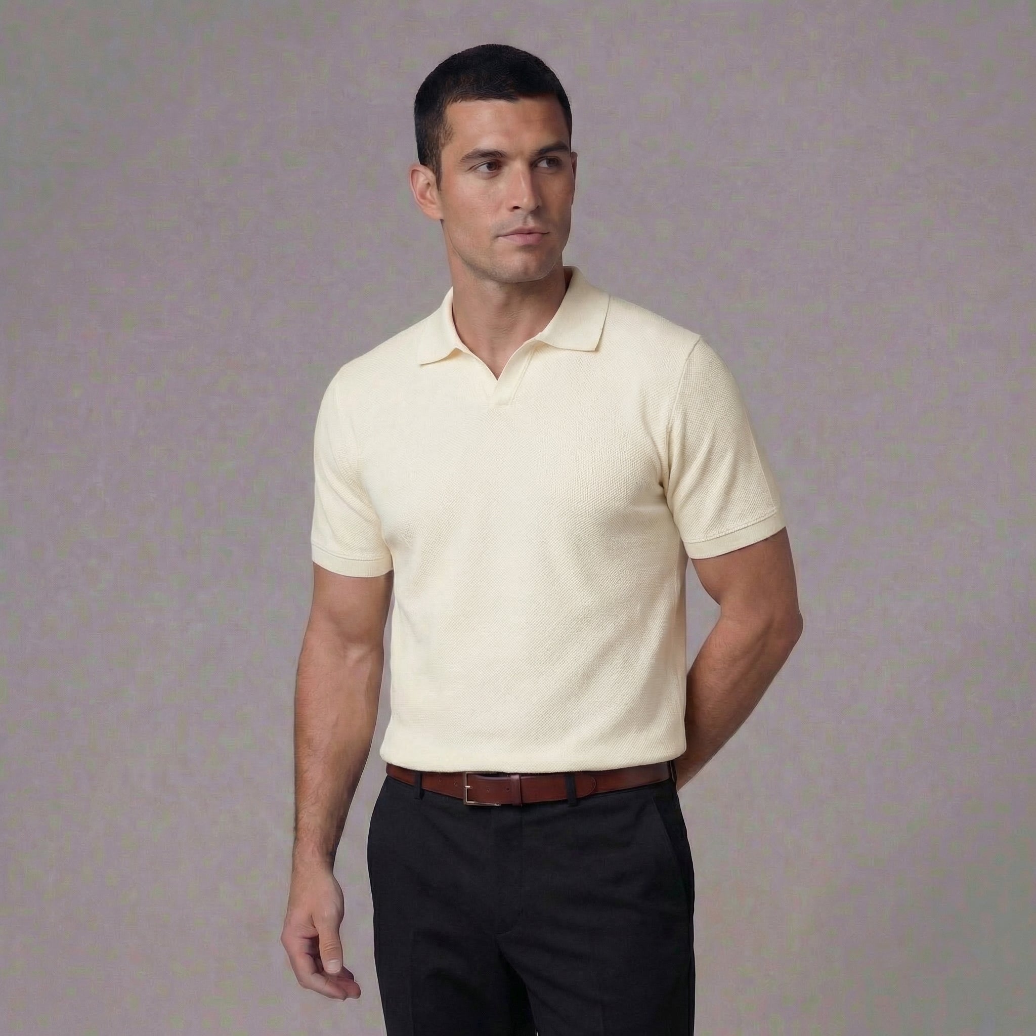 BENNETTVALE MEN’S TEXTURED V-NECK POLO