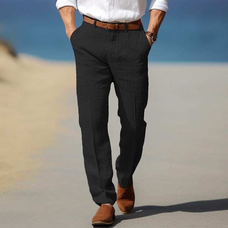 BENNETTVALE MEN’S CLASSIC STRAIGHT LEG LINEN TROUSERS