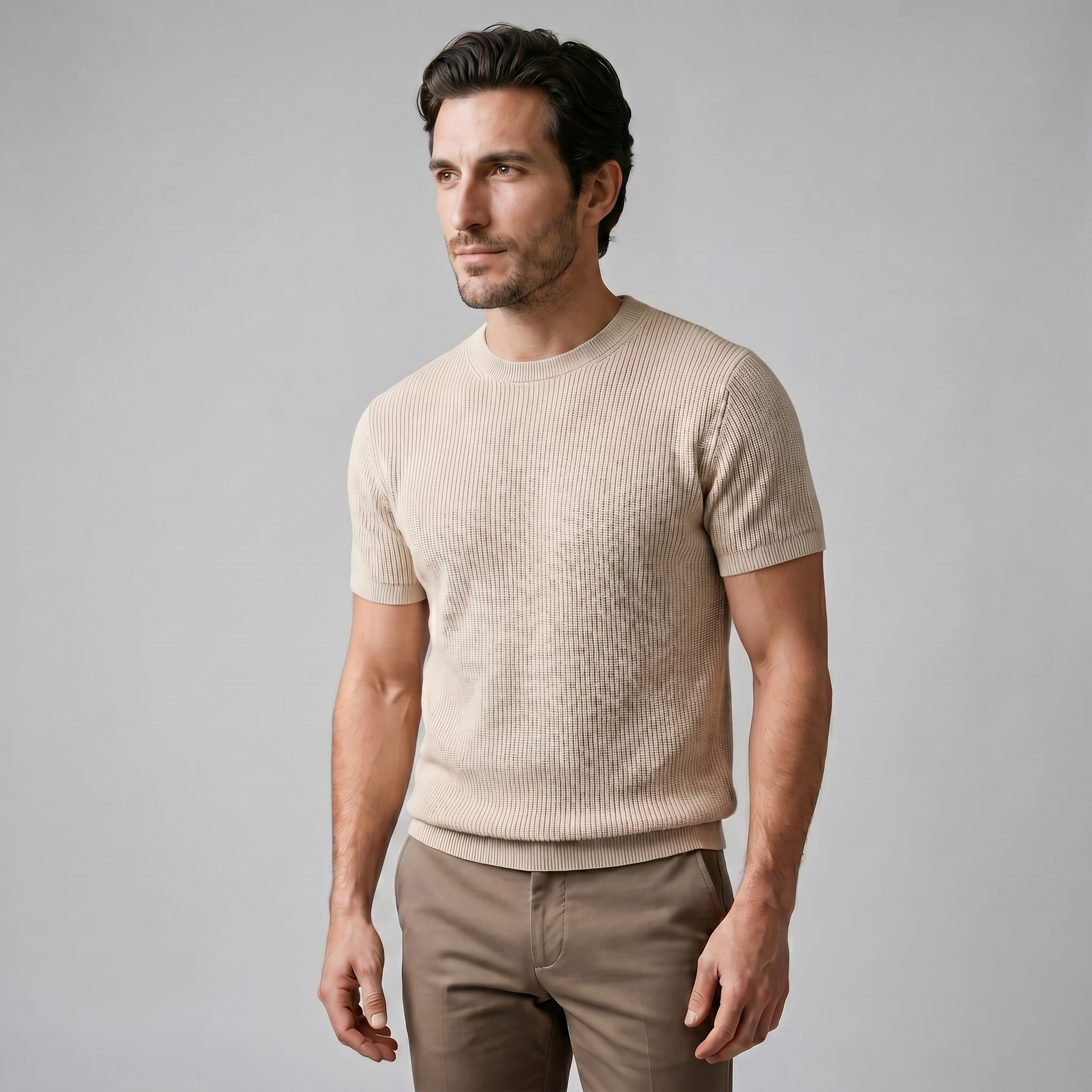 BENNETT MEN’S KNIT RIBBED ESSENTIAL TEE