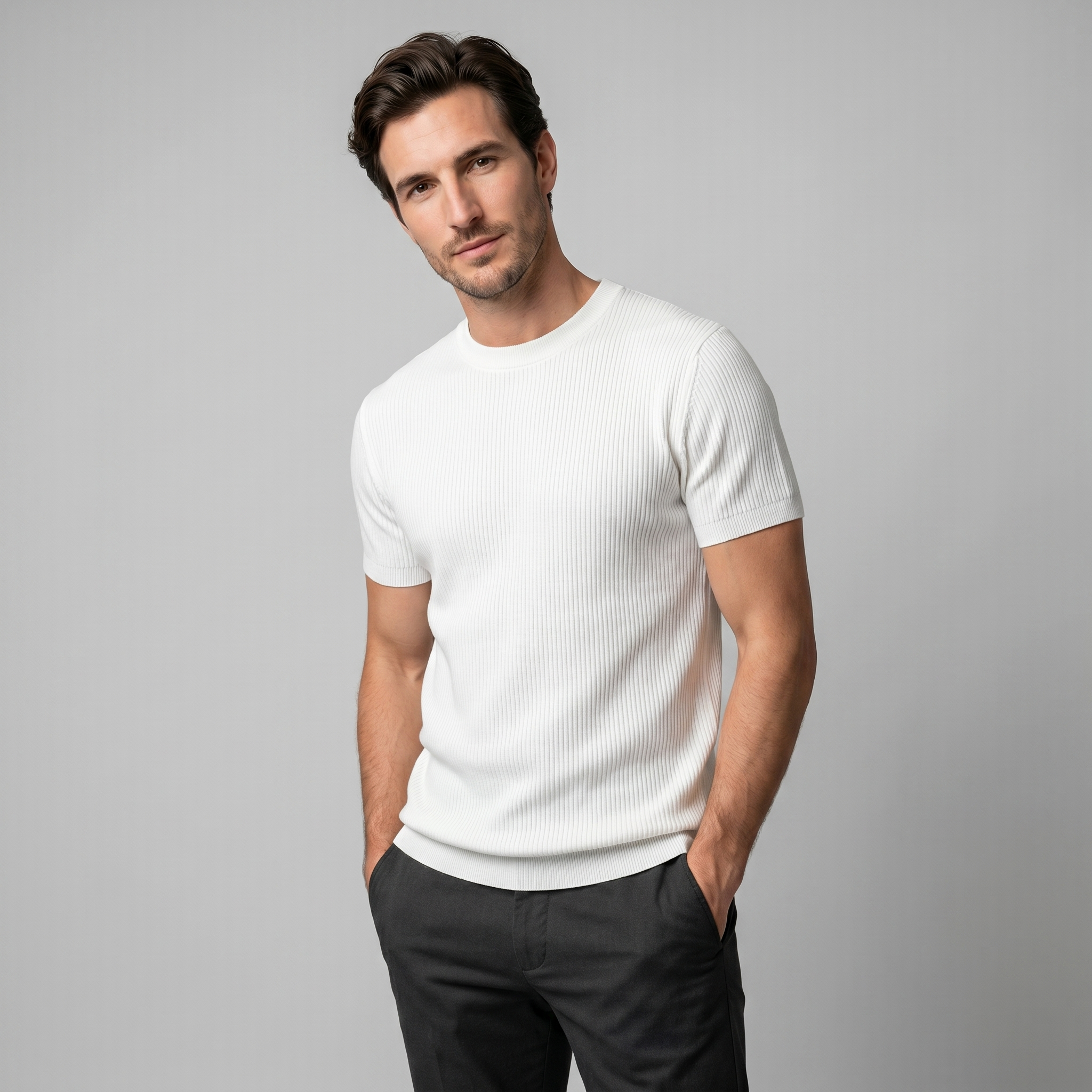 BENNETT MEN’S KNIT RIBBED ESSENTIAL TEE
