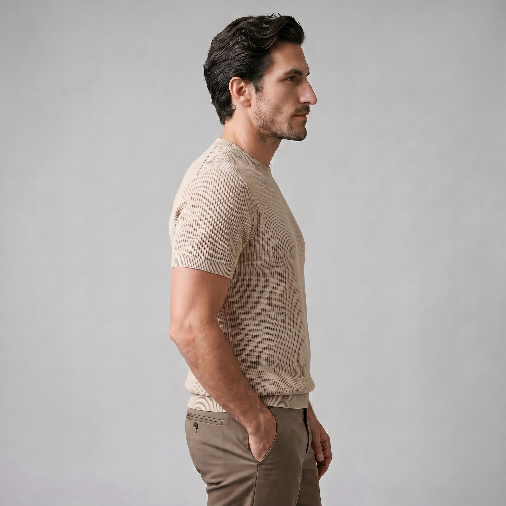 BENNETT MEN’S KNIT RIBBED ESSENTIAL TEE