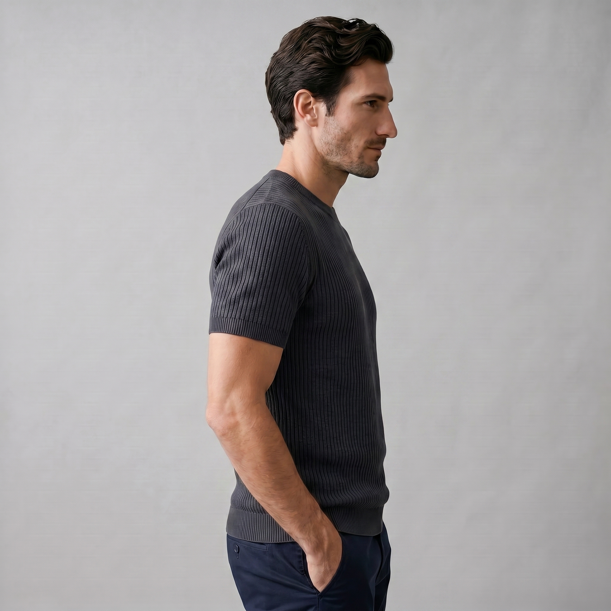 BENNETT MEN’S KNIT RIBBED ESSENTIAL TEE
