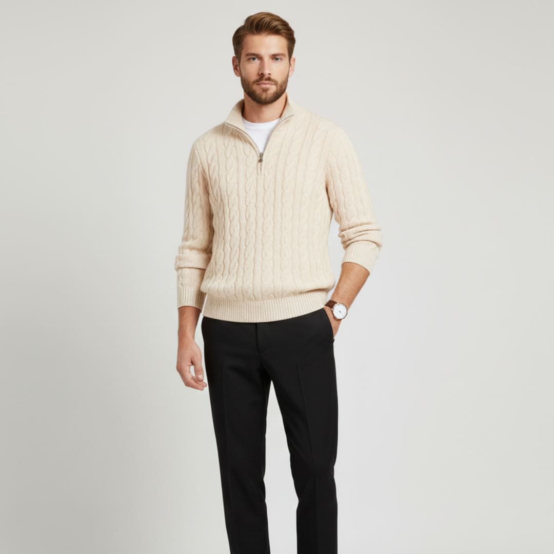 KNIT HALF ZIP SWEATER