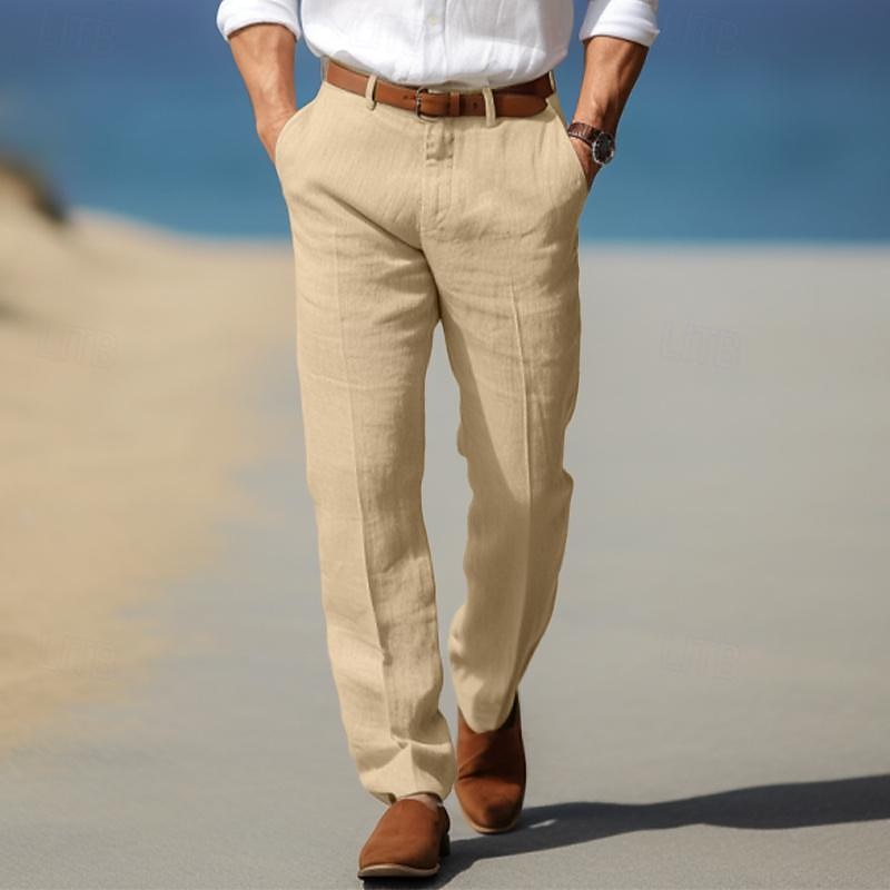 BENNETTVALE MEN’S CLASSIC STRAIGHT LEG LINEN TROUSERS